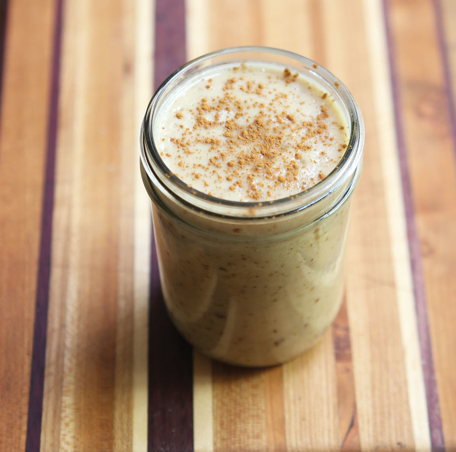 Breakfast Date: 1 cup vanilla almond milk, 1 frozen banana,  ½ cup chopped dates. A pinch of nutmeg or cinnamon. Blend ingredients until smooth.